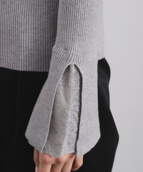 OPAQUE.CLIP / オペーク ドット クリップ ニット・セーター | レースフレアハイネックリブニット【洗濯機OK】 | 詳細8