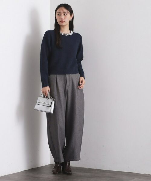 OPAQUE.CLIP / オペーク ドット クリップ ニット・セーター | ビジューネックミドルゲージニット【洗濯機OK】 | 詳細10