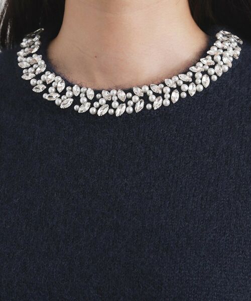 OPAQUE.CLIP / オペーク ドット クリップ ニット・セーター | ビジューネックミドルゲージニット【洗濯機OK】 | 詳細12