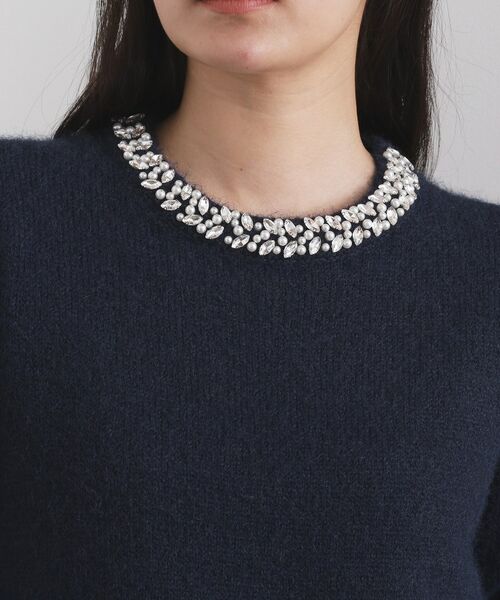 OPAQUE.CLIP / オペーク ドット クリップ ニット・セーター | ビジューネックミドルゲージニット【洗濯機OK】 | 詳細16