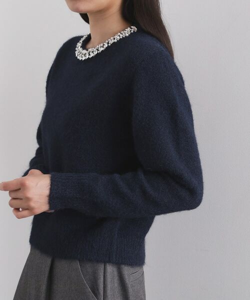 OPAQUE.CLIP / オペーク ドット クリップ ニット・セーター | ビジューネックミドルゲージニット【洗濯機OK】 | 詳細18