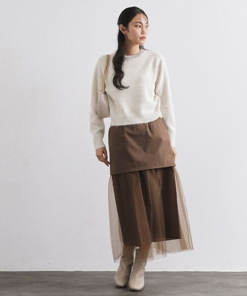 OPAQUE.CLIP / オペーク ドット クリップ ニット・セーター | ビジューネックミドルゲージニット【洗濯機OK】 | 詳細2