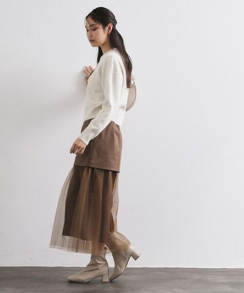 OPAQUE.CLIP / オペーク ドット クリップ ニット・セーター | ビジューネックミドルゲージニット【洗濯機OK】 | 詳細3