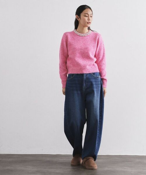 OPAQUE.CLIP / オペーク ドット クリップ ニット・セーター | ビジューネックミドルゲージニット【洗濯機OK】 | 詳細6