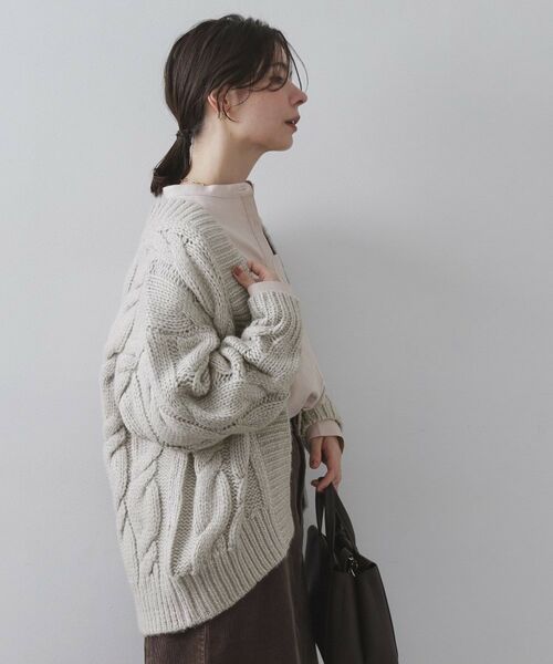 OPAQUE.CLIP / オペーク ドット クリップ カーディガン・ボレロ | ケーブルローゲージニットカーディガン【洗濯機OK】 | 詳細1