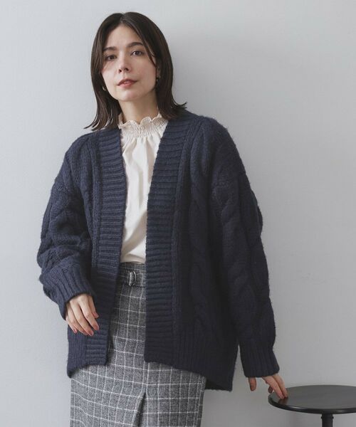 OPAQUE.CLIP / オペーク ドット クリップ カーディガン・ボレロ | ケーブルローゲージニットカーディガン【洗濯機OK】 | 詳細9
