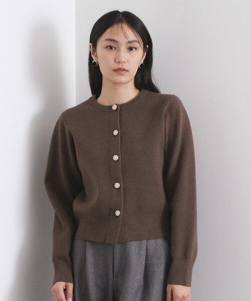 OPAQUE.CLIP / オペーク ドット クリップ カーディガン・ボレロ | フェイクパールビジューボタンニットカーディガン【洗濯機OK】 | 詳細13