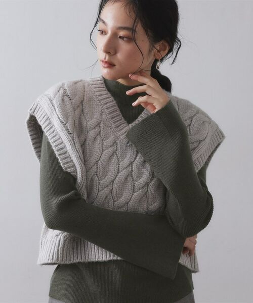 OPAQUE.CLIP / オペーク ドット クリップ その他トップス | 《ツインセット》ベスト×リブニット【洗濯機OK】 | 詳細14