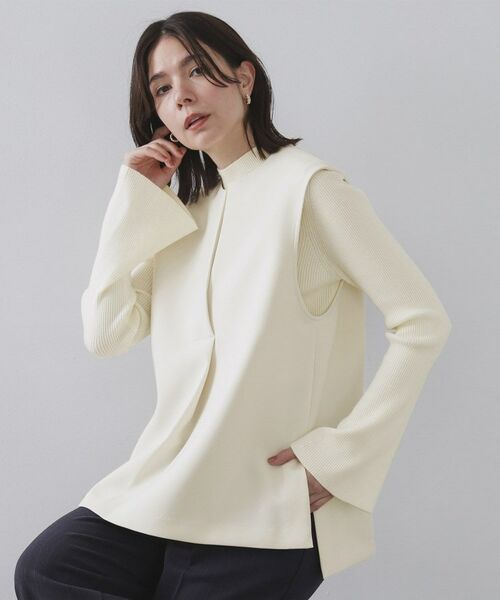 OPAQUE. CLIP/オペーク ドット クリップ 《ツインセット》ベスト×リブニット【洗濯機OK】 オフホワイト(003) 42(LL) OPAQUE. CLIP/オペーク ドット クリップ 《ツインセット》ベスト×リブニット【洗濯機OK】 オフホワイト(003) 42(LL)