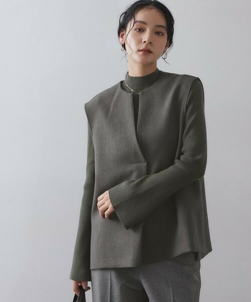 OPAQUE. CLIP/オペーク ドット クリップ 《ツインセット》ベスト×リブニット【洗濯機OK】 チャコールグレー(014) 38(M) OPAQUE. CLIP/オペーク ドット クリップ 《ツインセット》ベスト×リブニット【洗濯機OK】 チャコールグレー(014) 38(M)