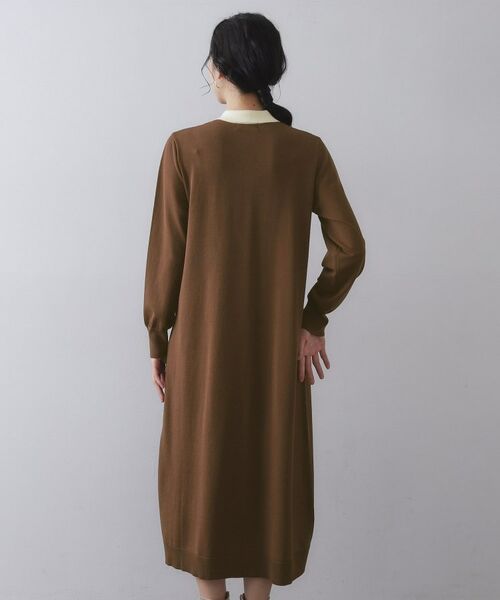 OPAQUE.CLIP / オペーク ドット クリップ ロング・マキシ丈ワンピース | 配色ポロ衿ニットワンピース【洗濯機OK】 | 詳細11