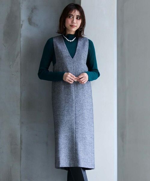 OPAQUE.CLIP / オペーク ドット クリップ ロング・マキシ丈ワンピース | ラメツイードジャンスカ【洗濯機OK】 | 詳細1