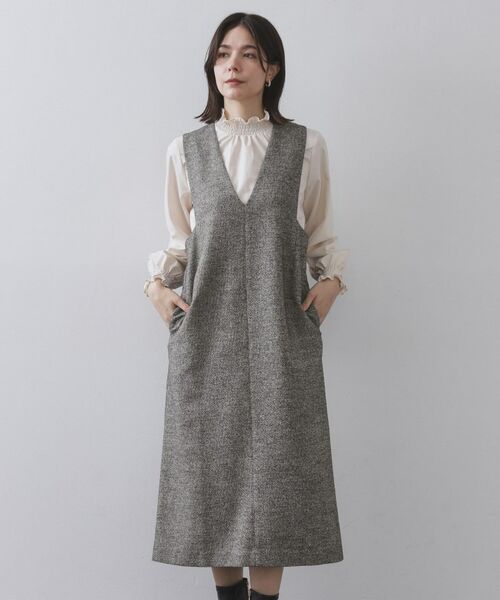 OPAQUE.CLIP / オペーク ドット クリップ ロング・マキシ丈ワンピース | ラメツイードジャンスカ【洗濯機OK】 | 詳細10