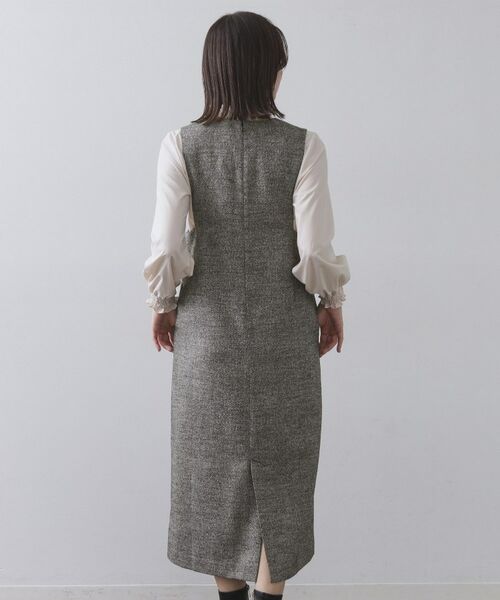 OPAQUE.CLIP / オペーク ドット クリップ ロング・マキシ丈ワンピース | ラメツイードジャンスカ【洗濯機OK】 | 詳細12