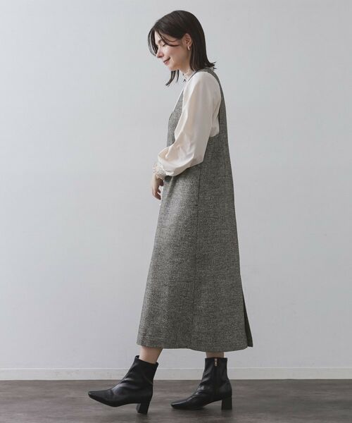 OPAQUE.CLIP / オペーク ドット クリップ ロング・マキシ丈ワンピース | ラメツイードジャンスカ【洗濯機OK】 | 詳細4