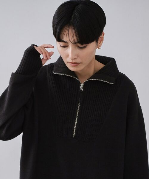 OPAQUE.CLIP / オペーク ドット クリップ ロング・マキシ丈ワンピース | ハーフジップニットワンピース【洗濯機OK】 | 詳細1