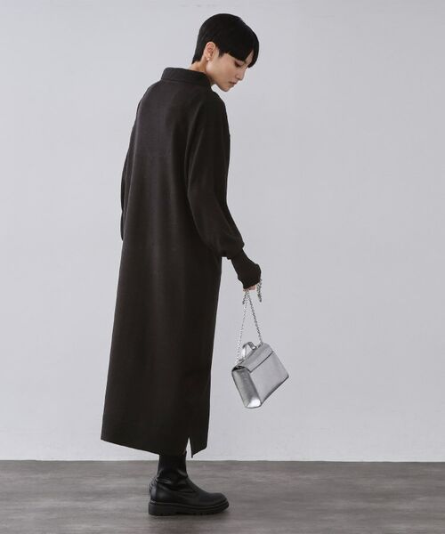 OPAQUE.CLIP / オペーク ドット クリップ ロング・マキシ丈ワンピース | ハーフジップニットワンピース【洗濯機OK】 | 詳細3