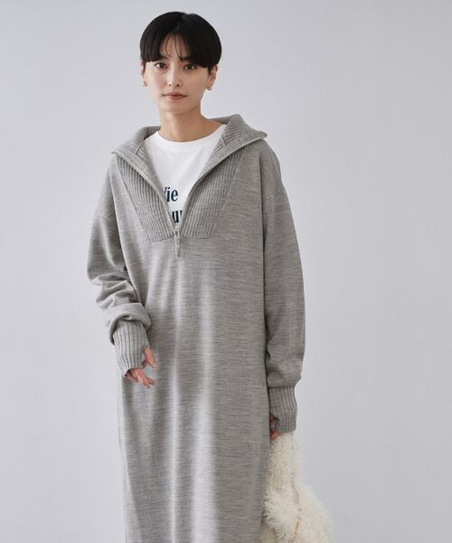 OPAQUE.CLIP / オペーク ドット クリップ ロング・マキシ丈ワンピース | ハーフジップニットワンピース【洗濯機OK】 | 詳細5