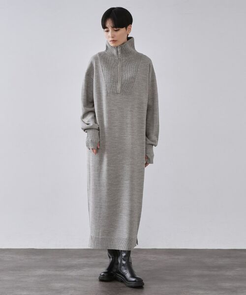 OPAQUE.CLIP / オペーク ドット クリップ ロング・マキシ丈ワンピース | ハーフジップニットワンピース【洗濯機OK】 | 詳細9