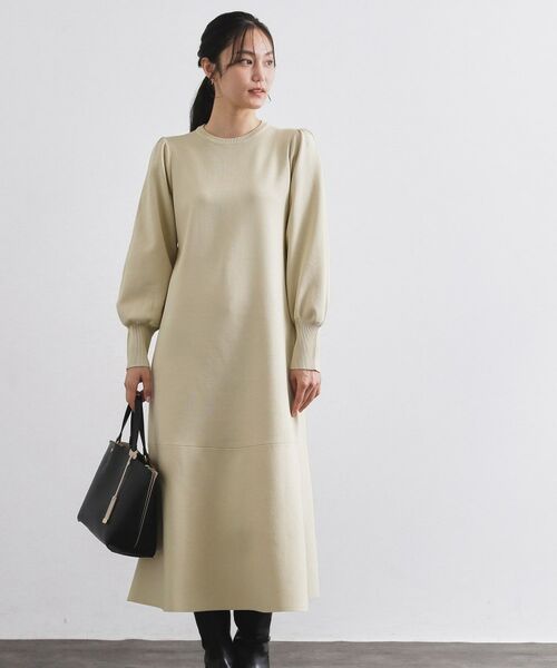 OPAQUE. CLIP/オペーク ドット クリップ 裾フレアニットワンピース【洗濯機OK/抗ピル】 アイボリー(004) 40(L)