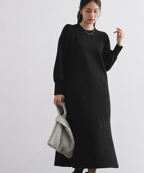 OPAQUE. CLIP/オペーク ドット クリップ 裾フレアニットワンピース【洗濯機OK/抗ピル】 ブラック(019) 42(LL)