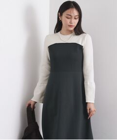 OPAQUE.CLIP / オペーク ドット クリップ ロング・マキシ丈ワンピース | 配色ビスチェニットワンピース【洗濯機OK】