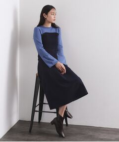 OPAQUE.CLIP / オペーク ドット クリップ ロング・マキシ丈ワンピース | 配色ビスチェニットワンピース【洗濯機OK】