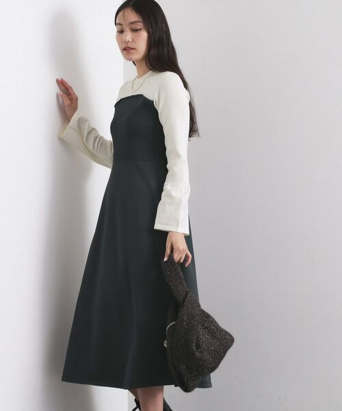 OPAQUE.CLIP / オペーク ドット クリップ ロング・マキシ丈ワンピース | 配色ビスチェニットワンピース【洗濯機OK】 | 詳細1