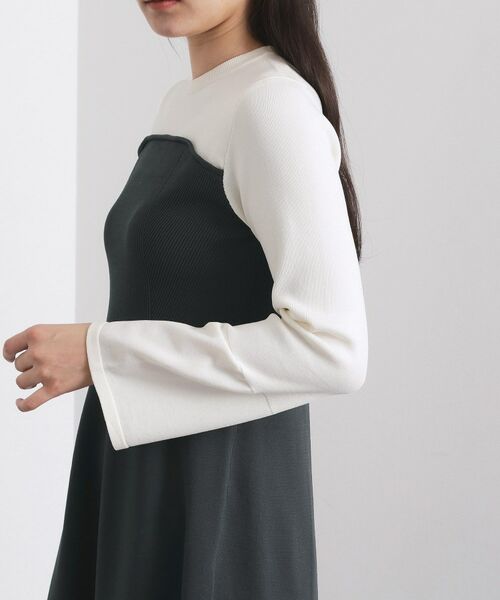 OPAQUE.CLIP / オペーク ドット クリップ ロング・マキシ丈ワンピース | 配色ビスチェニットワンピース【洗濯機OK】 | 詳細13