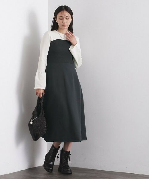 OPAQUE.CLIP / オペーク ドット クリップ ロング・マキシ丈ワンピース | 配色ビスチェニットワンピース【洗濯機OK】 | 詳細2