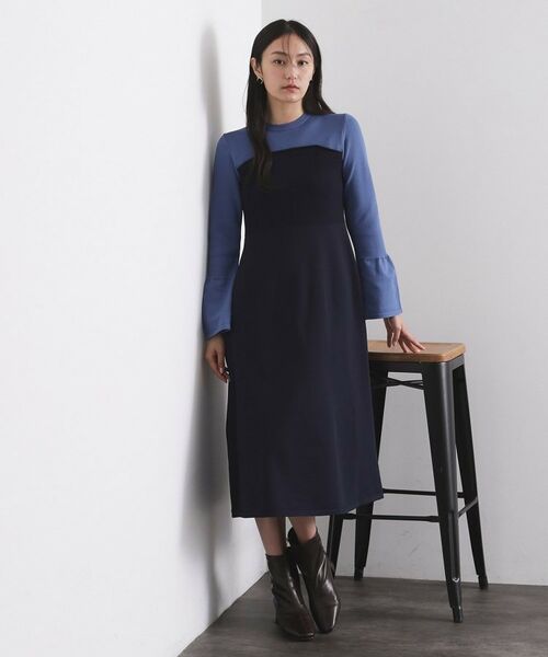 OPAQUE.CLIP / オペーク ドット クリップ ロング・マキシ丈ワンピース | 配色ビスチェニットワンピース【洗濯機OK】 | 詳細6