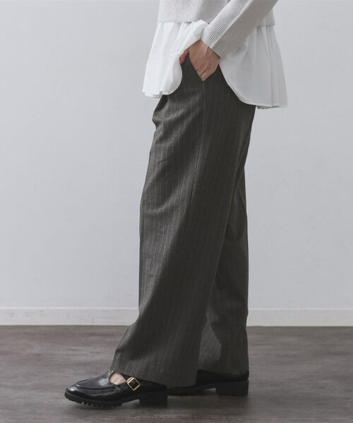 OPAQUE.CLIP / オペーク ドット クリップ パンツ | ピンストライプイージーワイドパンツ【吸湿発熱/ストレッチ/洗濯機OK】 | 詳細1