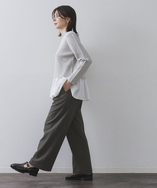 OPAQUE.CLIP / オペーク ドット クリップ パンツ | ピンストライプイージーワイドパンツ【吸湿発熱/ストレッチ/洗濯機OK】 | 詳細3