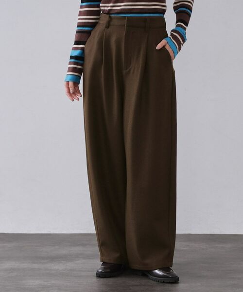 OPAQUE.CLIP / オペーク ドット クリップ パンツ | メランジ カーヴィーパンツ【洗濯機OK】(ブラウン(044))