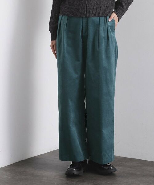 OPAQUE. CLIP/オペーク ドット クリップ 別珍タックワイドパンツ【洗える】 ブルーグリーン(097) 38(M) OPAQUE. CLIP/オペーク ドット クリップ 別珍タックワイドパンツ【洗える】 ブルーグリーン(097) 38(M)