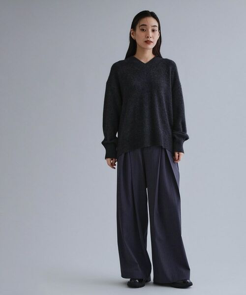 OPAQUE.CLIP / オペーク ドット クリップ パンツ | 【es】ピンストライプ 変形ワイドパンツ【洗濯機OK】 | 詳細2