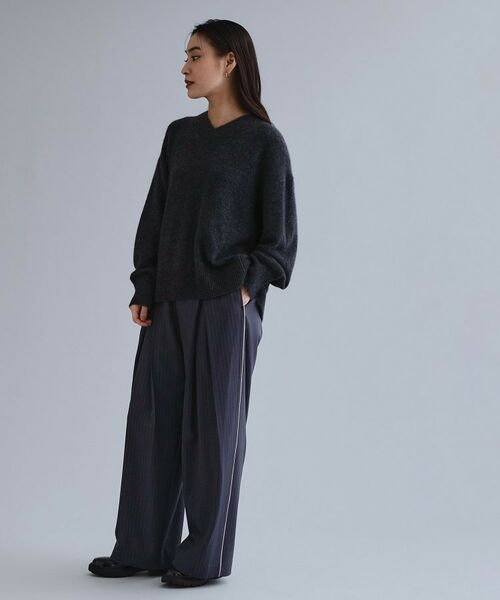 OPAQUE.CLIP / オペーク ドット クリップ パンツ | 【es】ピンストライプ 変形ワイドパンツ【洗濯機OK】 | 詳細3