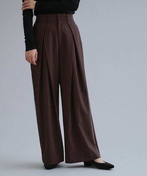 OPAQUE.CLIP / オペーク ドット クリップ パンツ | 【es】ピンストライプ 変形ワイドパンツ【洗濯機OK】 | 詳細5