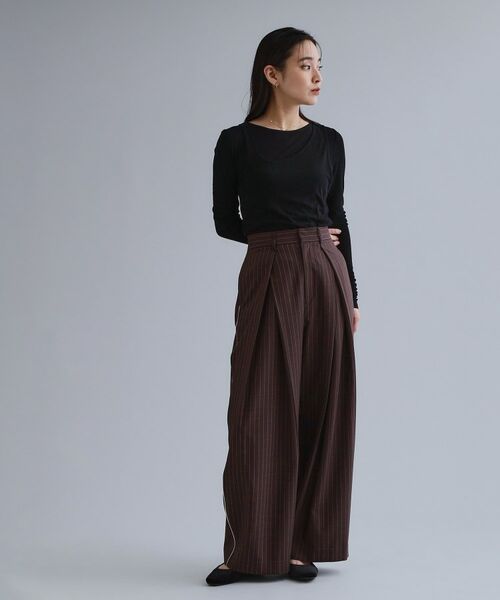 OPAQUE.CLIP / オペーク ドット クリップ パンツ | 【es】ピンストライプ 変形ワイドパンツ【洗濯機OK】 | 詳細6