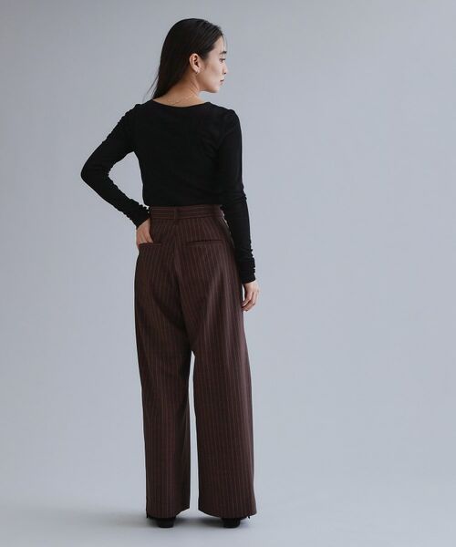 OPAQUE.CLIP / オペーク ドット クリップ パンツ | 【es】ピンストライプ 変形ワイドパンツ【洗濯機OK】 | 詳細7