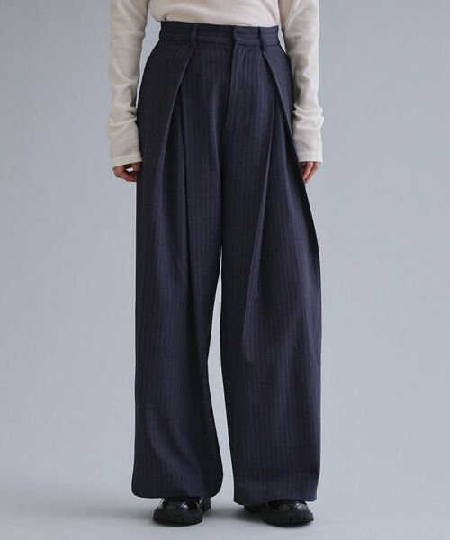 OPAQUE.CLIP / オペーク ドット クリップ パンツ | 【es】ピンストライプ 変形ワイドパンツ【洗濯機OK】 | 詳細9