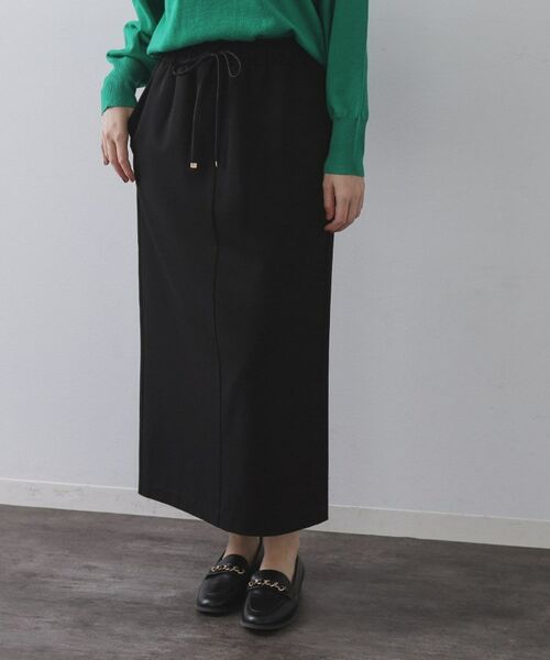 OPAQUE. CLIP/オペーク ドット クリップ 裏起毛イージーナロースカート／ネオサーモ【蓄熱素材／洗濯機洗い可 ブラック(019) 38(M)