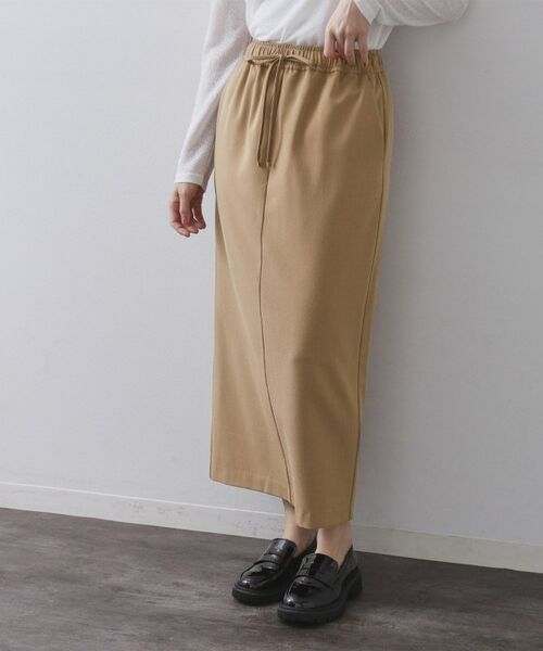 OPAQUE. CLIP/オペーク ドット クリップ 裏起毛イージーナロースカート／ネオサーモ【蓄熱素材／洗濯機洗い可 キャメルブラウン(041) 42(LL)