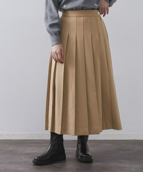 OPAQUE. CLIP/オペーク ドット クリップ ワイドプリーツスカート【洗濯機OK】 ベージュ(052) 42(LL) OPAQUE. CLIP/オペーク ドット クリップ ワイドプリーツスカート【洗濯機OK】 ベージュ(052) 42(LL)