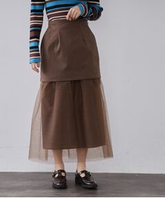 OPAQUE.CLIP / オペーク ドット クリップ ロング・マキシ丈スカート | チュールドッキングデザインスカート【洗濯機OK】