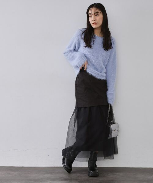 OPAQUE.CLIP / オペーク ドット クリップ ロング・マキシ丈スカート | チュールドッキングデザインスカート【洗濯機OK】 | 詳細1