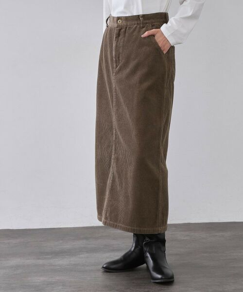 OPAQUE. CLIP/オペーク ドット クリップ コーデュロイナロースカート【洗濯機OK】 モカブラウン(042) 42(LL)