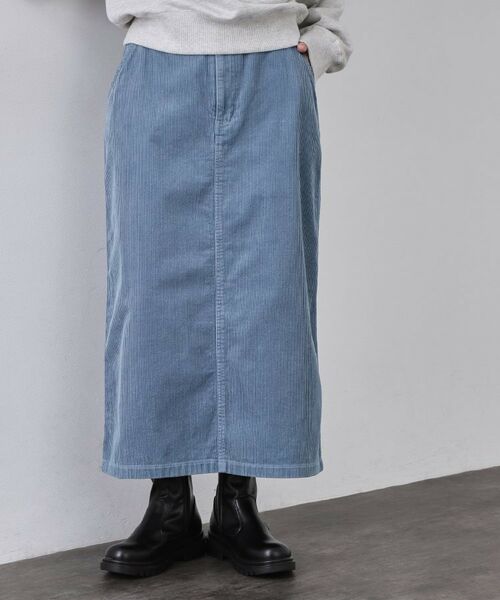 OPAQUE.CLIP / オペーク ドット クリップ ロング・マキシ丈スカート | コーデュロイナロースカート【洗濯機OK】(ブルー(091))