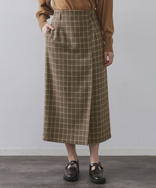 OPAQUE.CLIP / オペーク ドット クリップ ロング・マキシ丈スカート | チェックツイード ラップ風ナロースカート【洗濯機OK】 | 詳細21