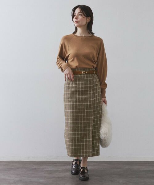 OPAQUE.CLIP / オペーク ドット クリップ ロング・マキシ丈スカート | チェックツイード ラップ風ナロースカート【洗濯機OK】 | 詳細9